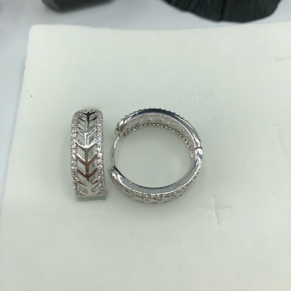 Rhodium plated small hoop jewelry earrings